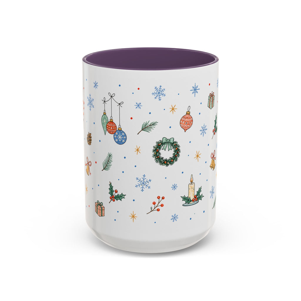 Christmas Ornament Mug | Snowflake Watercolor Holiday Gift | Accent Cup 11oz 15oz