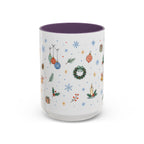 Christmas Ornament Mug | Snowflake Watercolor Holiday Gift | Accent Cup 11oz 15oz
