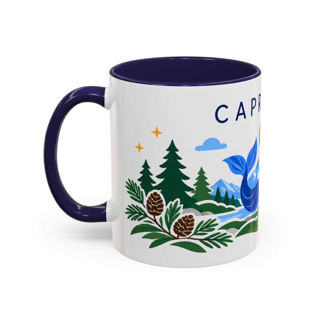Capricorn Zodiac Coffee Mug | Sea Goat and Floral Design | Astrology Birthday Gift | 11 oz 15 oz Ceramic Accent Mug