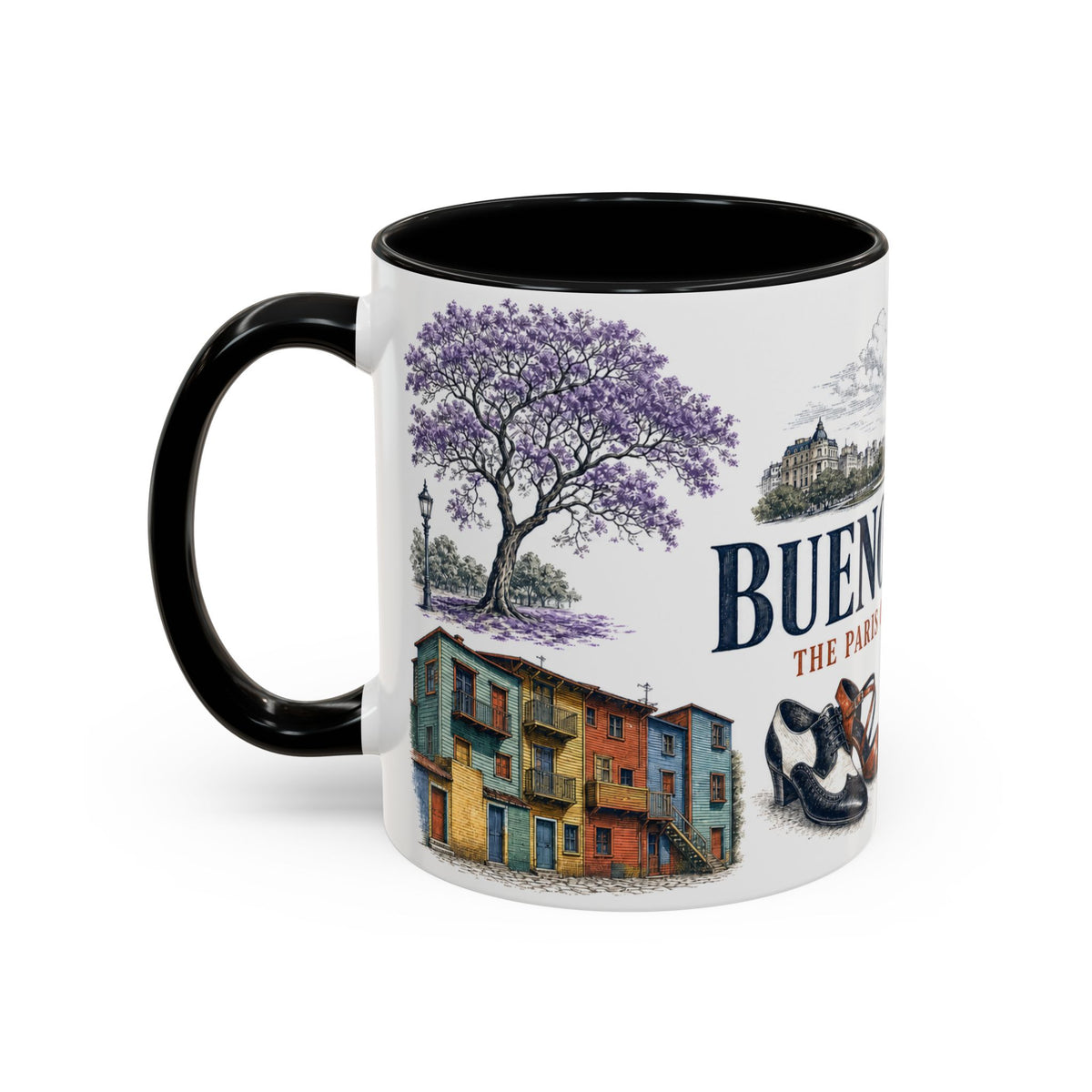 Buenos Aires Coffee Mug | Argentina Travel Souvenir | Vintage Illustrated City Gift | 11 oz 15 oz Accent Mug