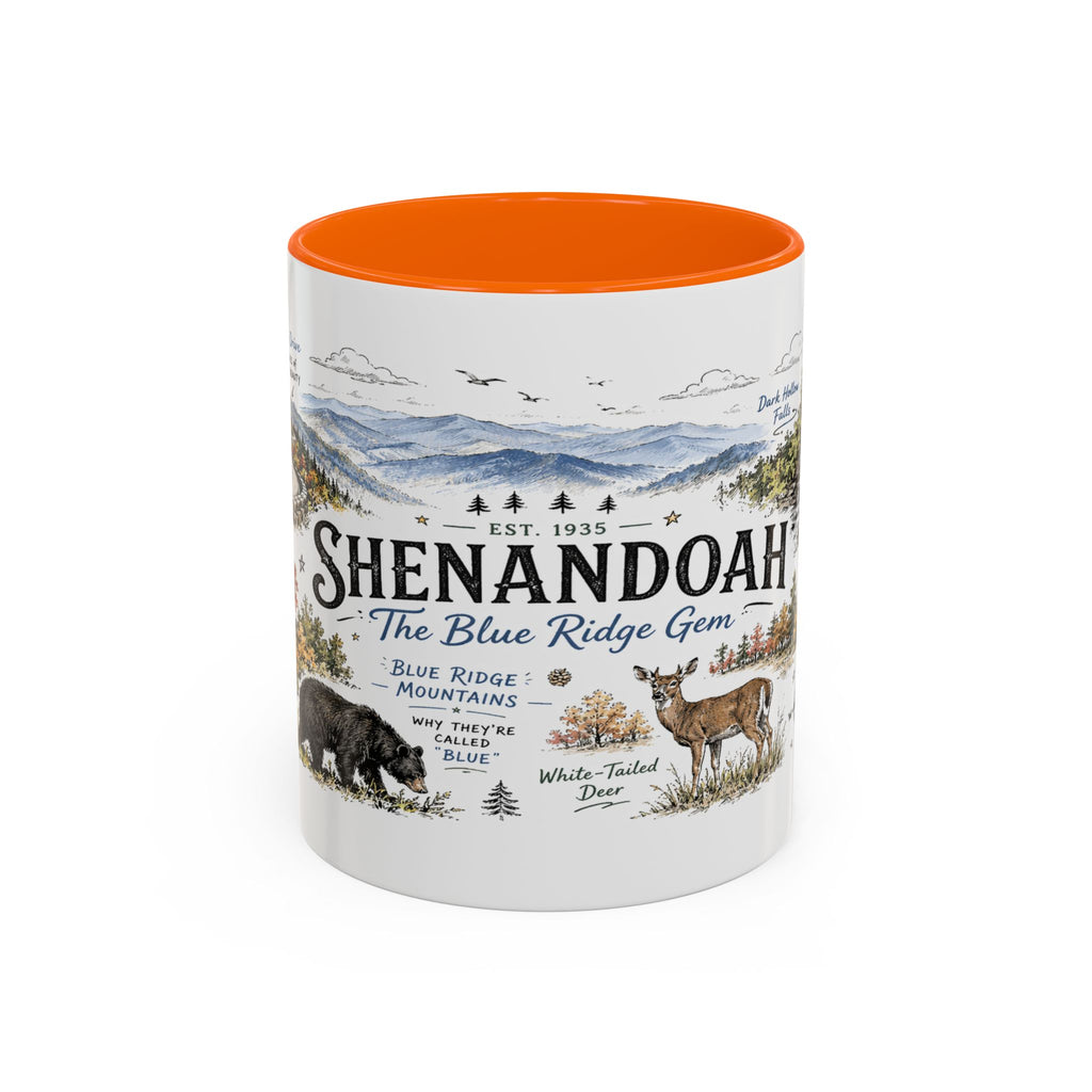 Shenandoah National Park Coffee Mug | Virginia Blue Ridge Hiking Autumn Gift | Accent Color Ceramic 11oz 15oz