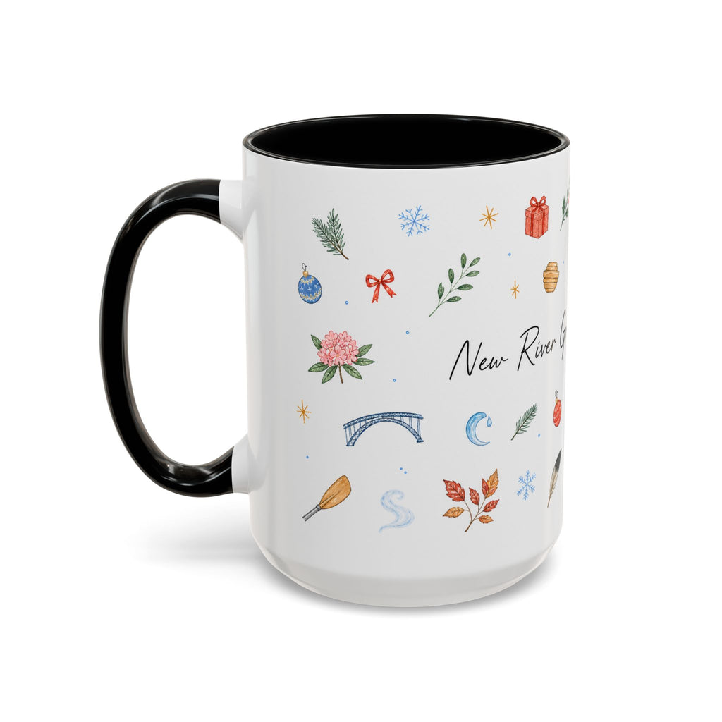 New River Gorge National Park Christmas Mug | Watercolor Travel Souvenir | Holiday Gift | Accent Ceramic Coffee Cup 11oz 15oz