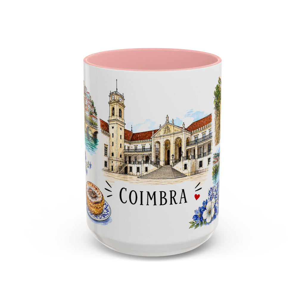 Coimbra Illustrated Travel Mug | City Souvenir Accent Coffee Mug | 11oz 15oz Ceramic Cup
