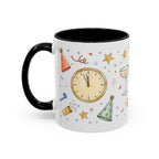 New Year Mug | Midnight Clock Toast Watercolor Celebration Gift | Accent Cup 11oz 15oz