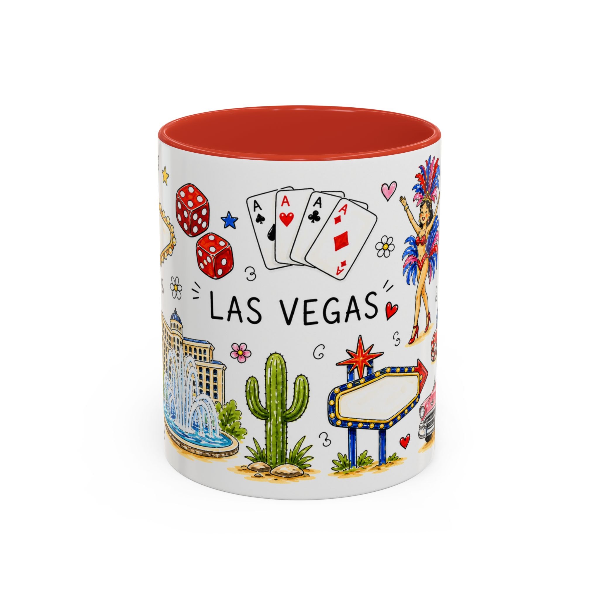 Las Vegas Illustrated Travel Mug | City Souvenir Accent Coffee Mug | 11oz 15oz Ceramic Cup