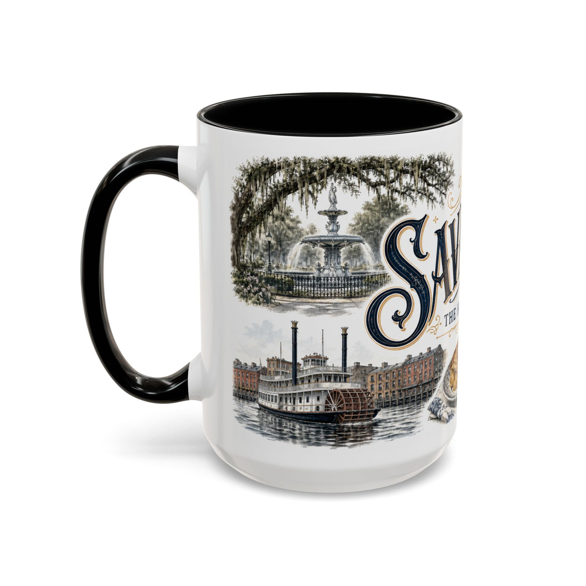 Savannah Coffee Mug | United States Travel Souvenir | Vintage Illustrated City Gift | 11 oz 15 oz Accent Mug