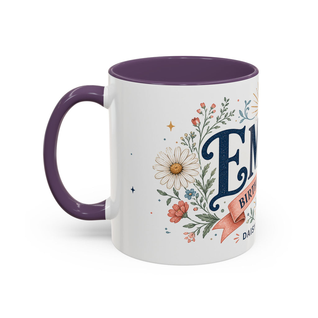 Personalized Name Birth Month Mug | Birth Flower Stone Birthday Gift | 11oz 15oz