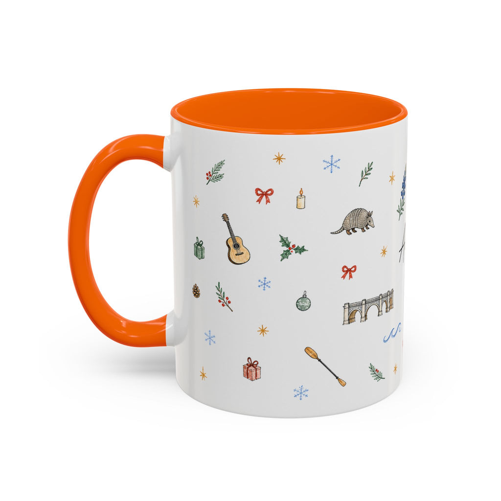 Austin Christmas Mug | Watercolor Travel Souvenir | Holiday Gift | Accent Ceramic Coffee Cup 11oz 15oz