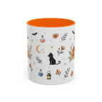 Black Cat Halloween Mug | Pumpkin Moon Watercolor Gift | Spooky Accent Cup 11oz 15oz
