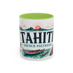 Tahiti Coffee Mug | Travel Destination Souvenir Gift | Accent Color Ceramic 11oz 15oz