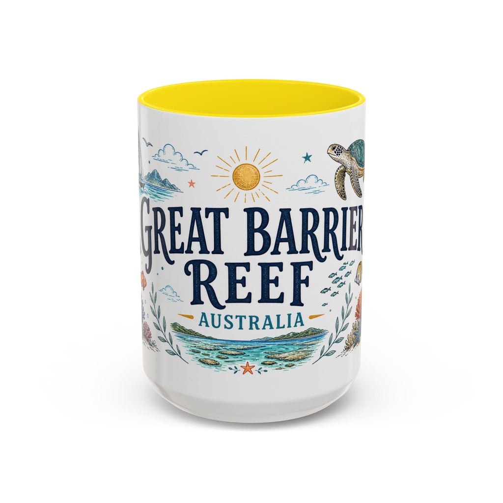 Great Barrier Reef Coffee Mug | Travel Destination Souvenir Gift | Accent Color Ceramic 11oz 15oz
