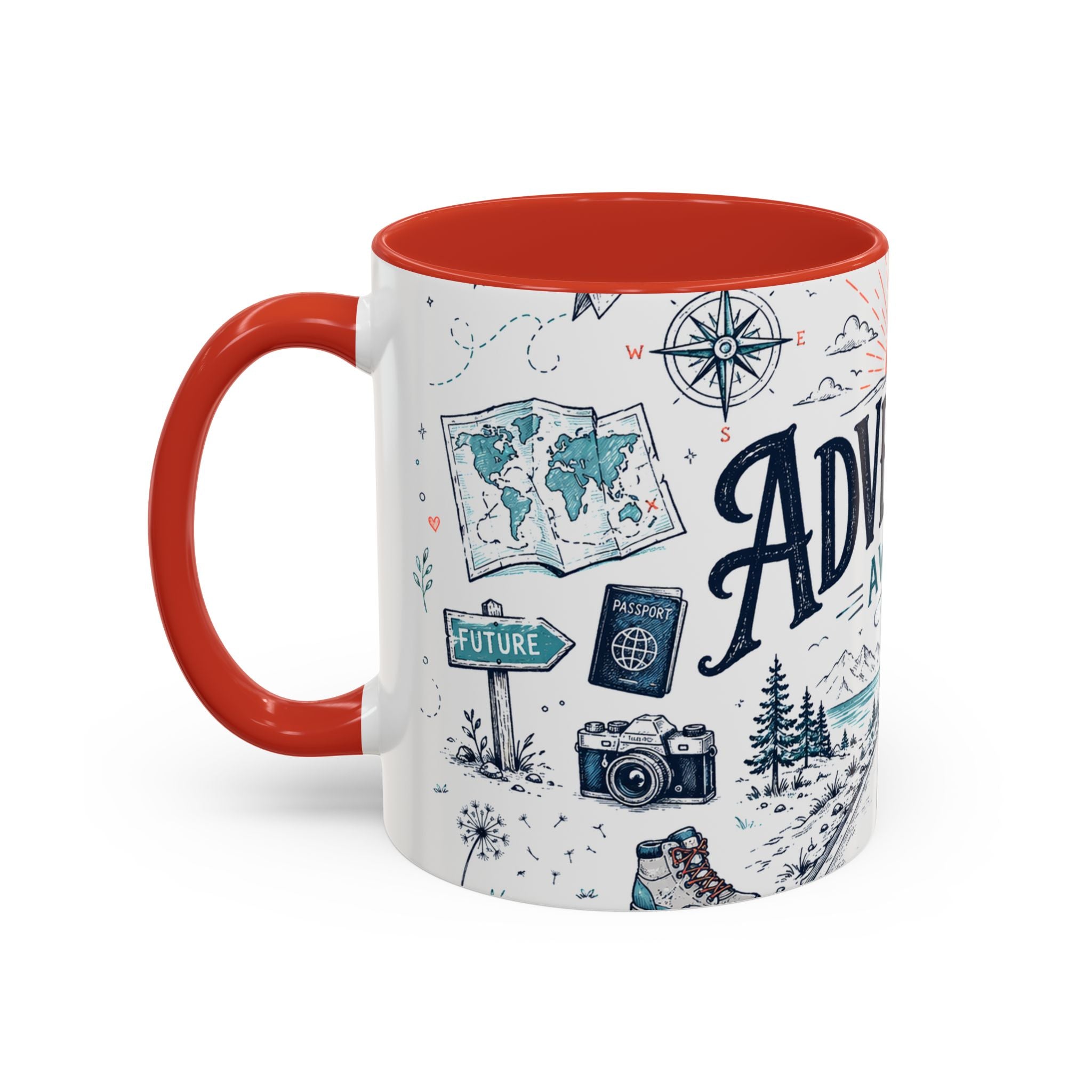 Adventure Awaits Coffee Mug | Class of 2026 Graduation Gift | Accent Color Ceramic 11oz 15oz