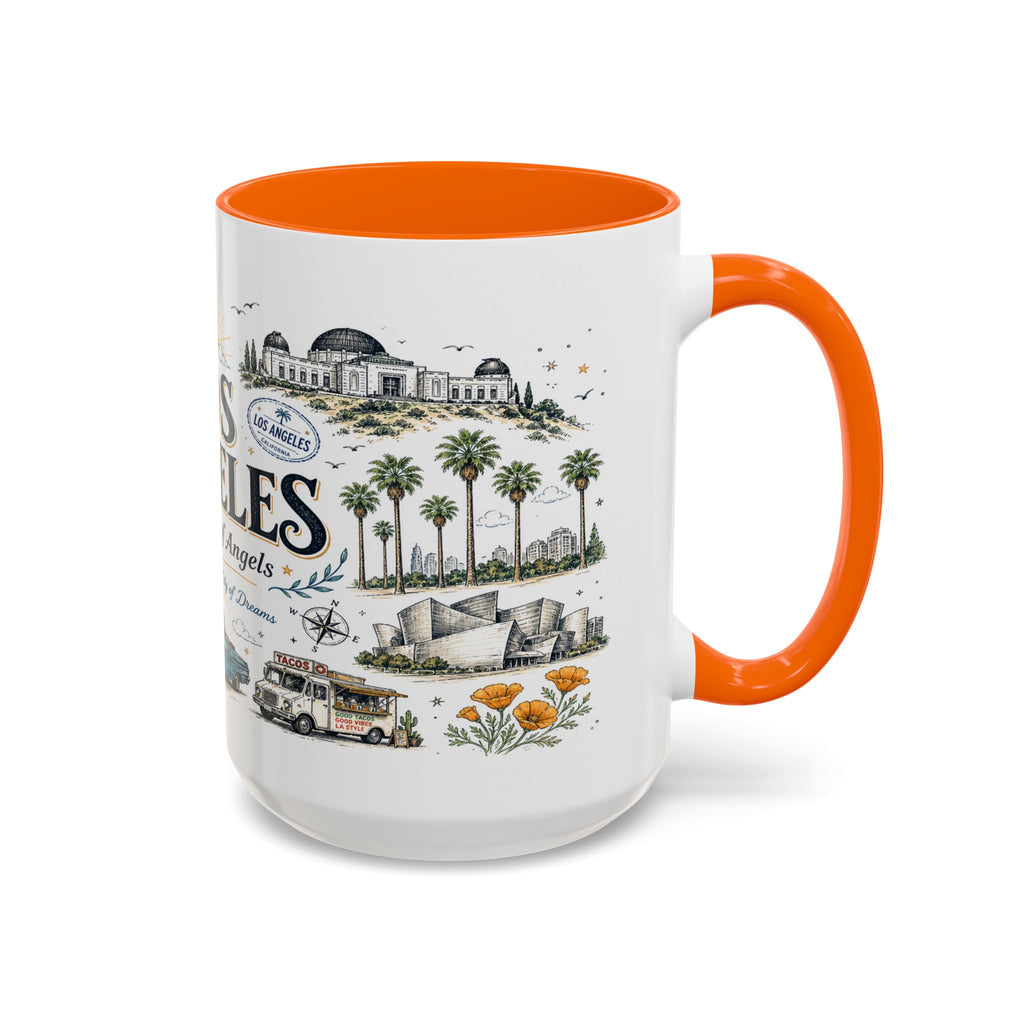 Los Angeles Coffee Mug | California Souvenir City Gift | Accent Color Ceramic 11oz 15oz