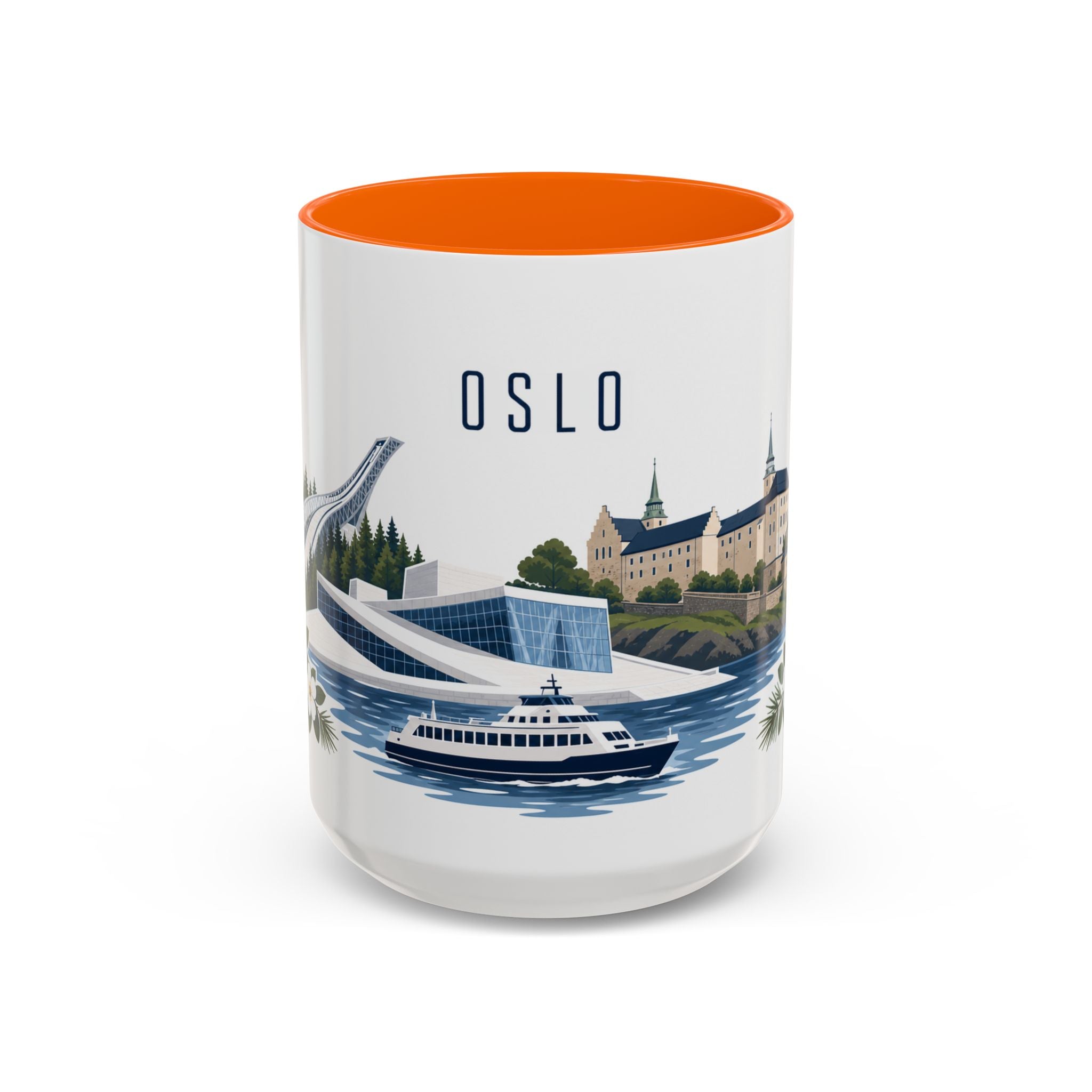 Oslo Coffee Mug | Norway Travel Souvenir | Porcelain Decal City Gift | 11oz 15oz Accent Mug