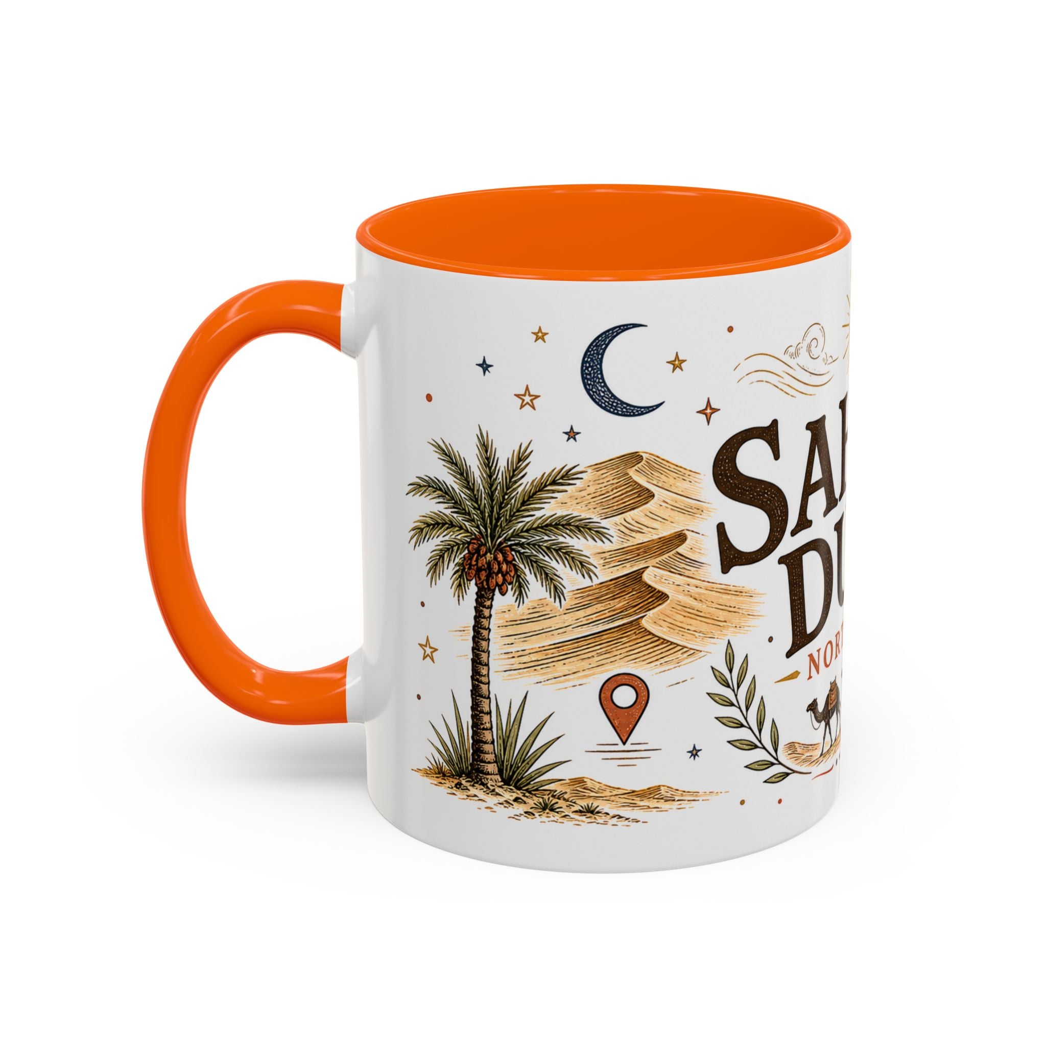 Sahara Dunes Coffee Mug | Travel Destination Souvenir Gift | Accent Color Ceramic 11oz 15oz