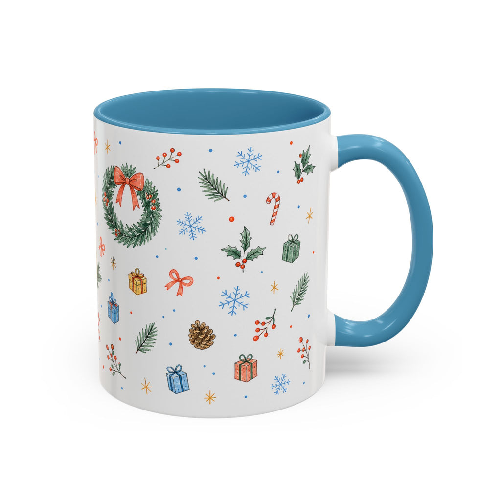 Christmas Candle Mug | Holly Wreath Watercolor Holiday Gift | Accent Cup 11oz 15oz
