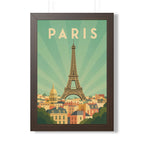 Paris Pastel France Framed Poster | Vintage Travel Wall Art | Black Walnut White Frame | 16x24 20x30