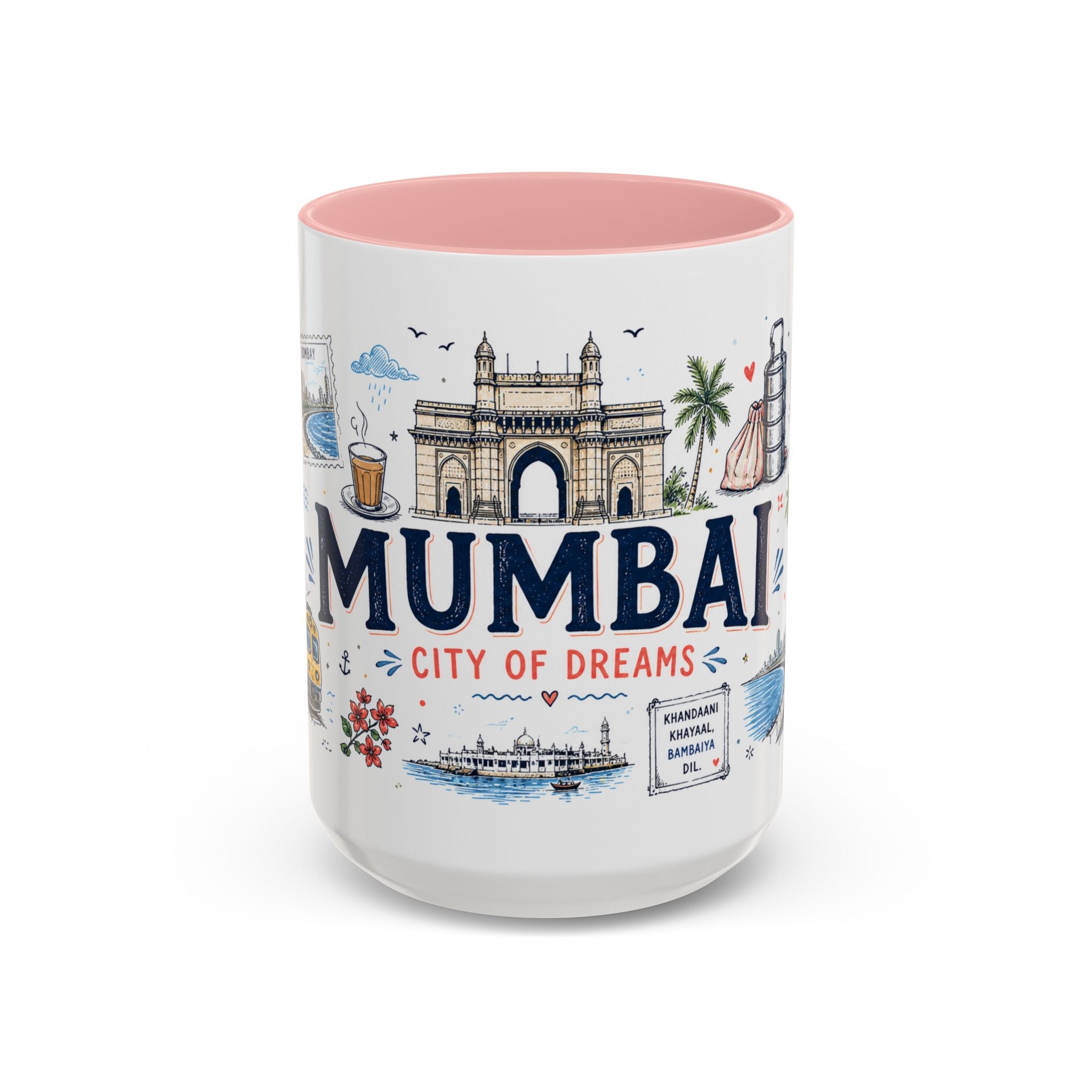 Mumbai Coffee Mug | India Souvenir Travel Gift | Accent Color Ceramic 11oz 15oz