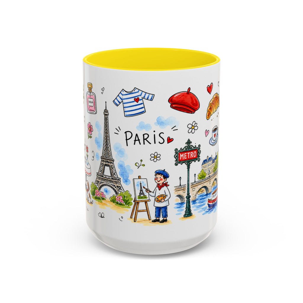 Paris Travel Mug | European City Souvenir Accent Coffee Mug | 11oz 15oz Ceramic Cup