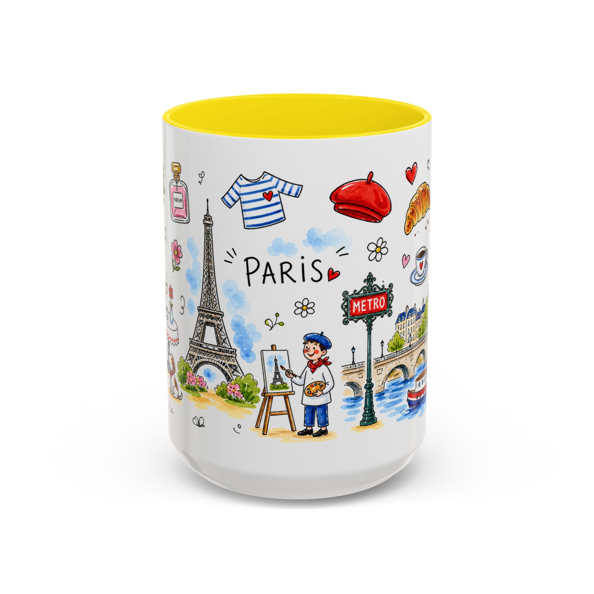 Paris Travel Mug | European City Souvenir Accent Coffee Mug | 11oz 15oz Ceramic Cup