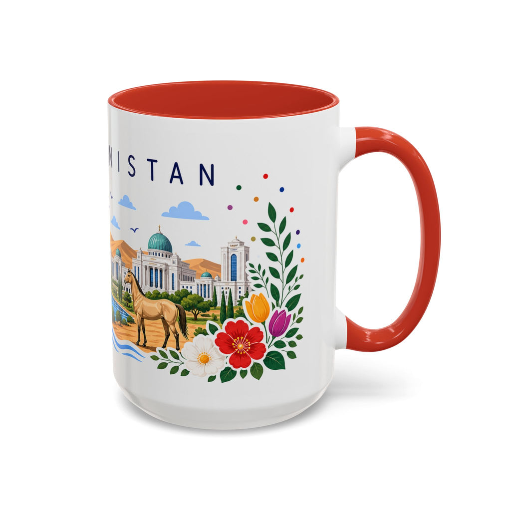 Turkmenistan Coffee Mug | Travel Souvenir Accent Mug | Place Gift Ceramic Cup 11oz 15oz