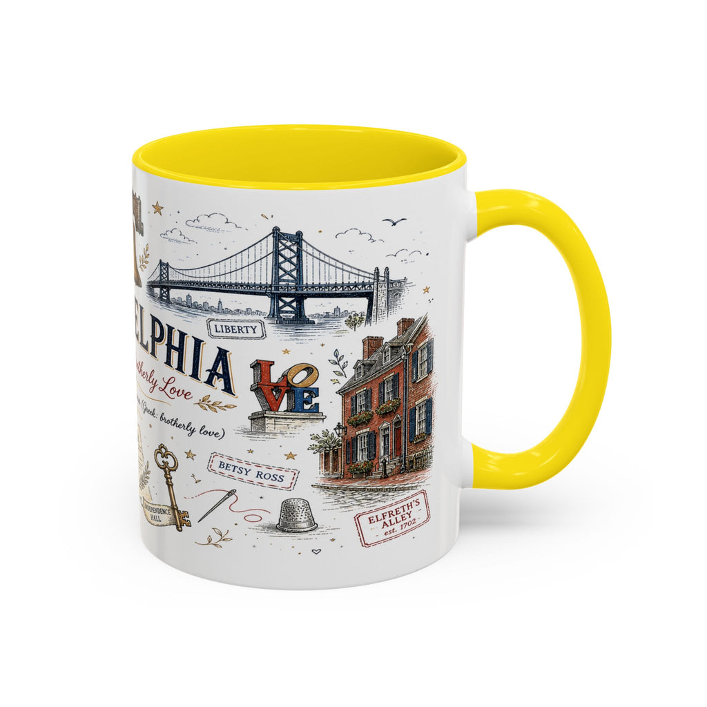 Philadelphia Coffee Mug | Pennsylvania Souvenir City Gift | Accent Color Ceramic 11oz 15oz