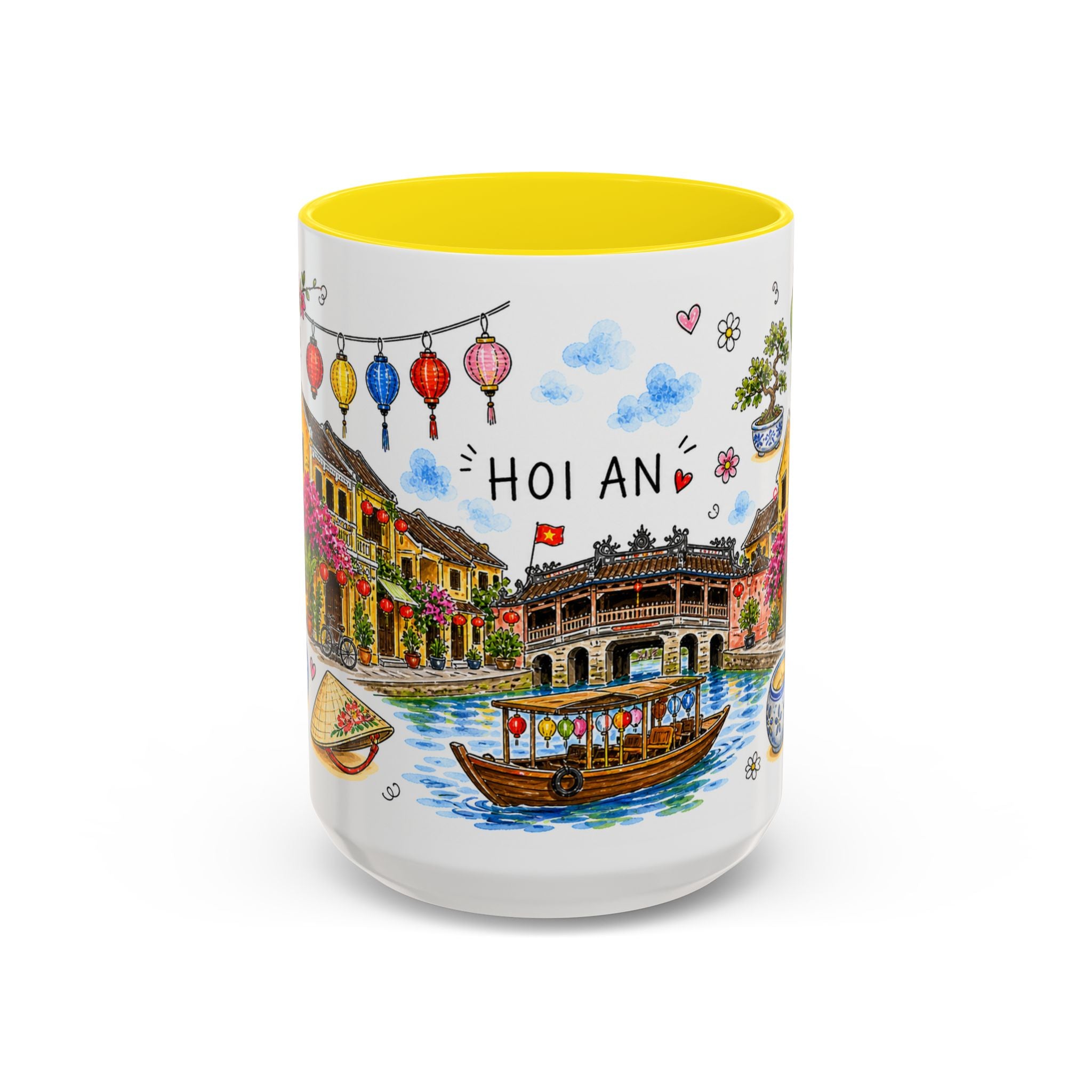 Hoi An Illustrated Travel Mug | City Souvenir Accent Coffee Mug | 11oz 15oz Ceramic Cup