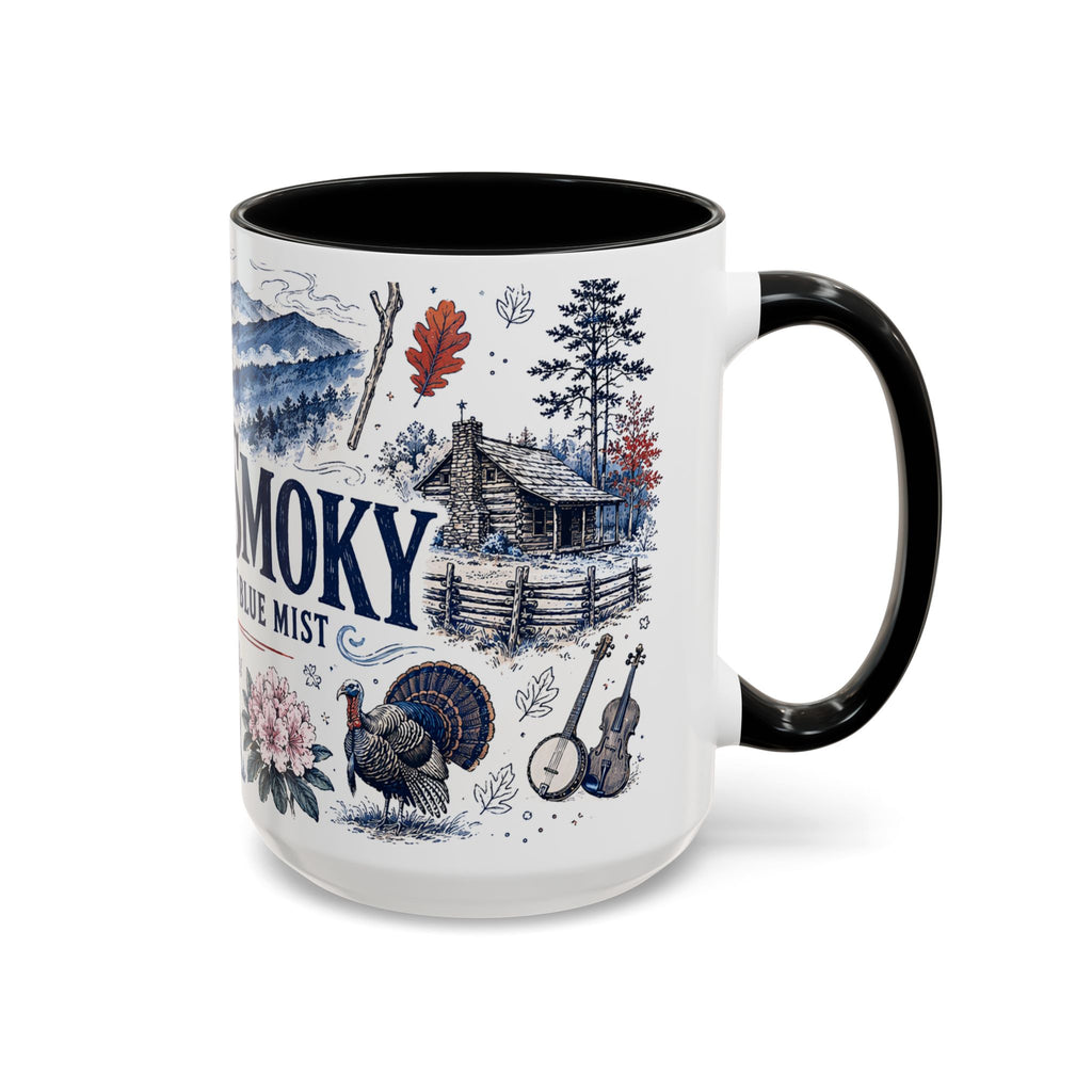 Great Smoky Mountains Coffee Mug | National Park Hiking Gift | Accent Color Ceramic 11oz 15oz
