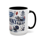 Great Smoky Mountains Coffee Mug | National Park Hiking Gift | Accent Color Ceramic 11oz 15oz
