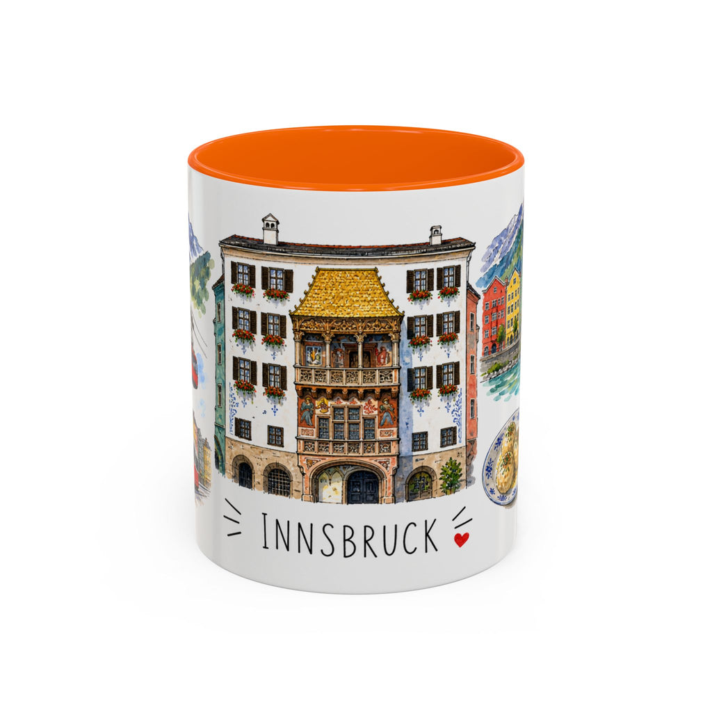 Innsbruck Illustrated Travel Mug | City Souvenir Accent Coffee Mug | 11oz 15oz Ceramic Cup