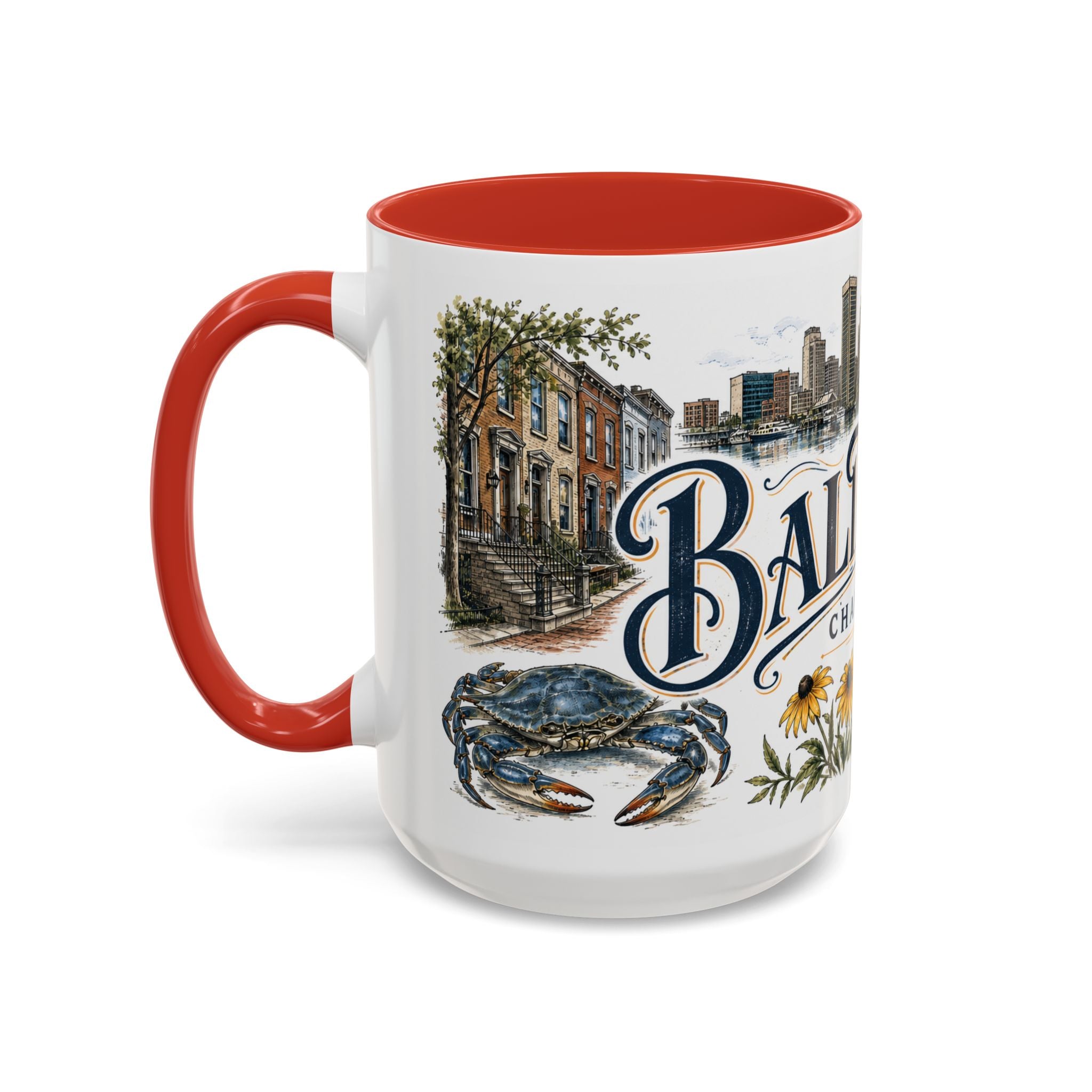 Baltimore Coffee Mug | United States Travel Souvenir | Vintage Illustrated City Gift | 11 oz 15 oz Accent Mug