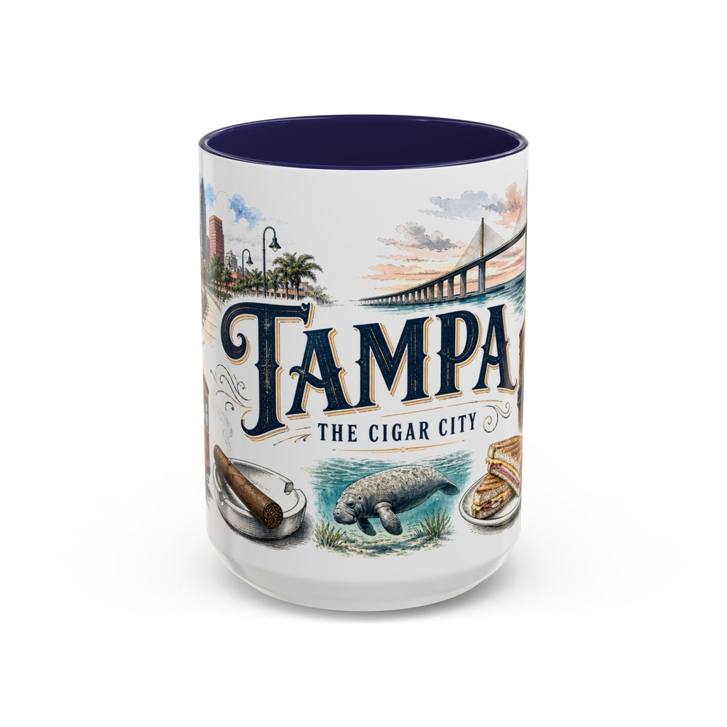 Tampa Coffee Mug | United States Travel Souvenir | Vintage Illustrated City Gift | 11 oz 15 oz Accent Mug