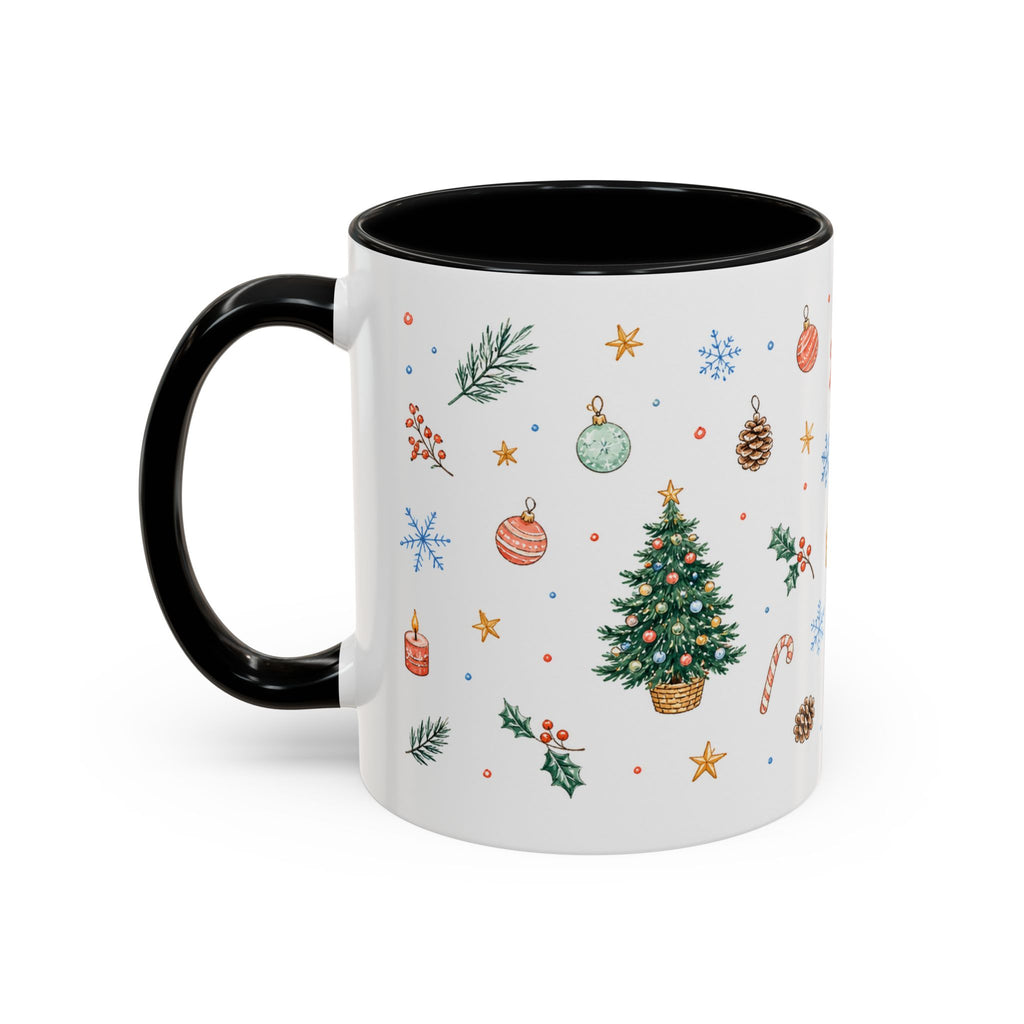 Christmas Mug | Watercolor Tree Gifts Wreath Holiday Cup | Accent Coffee Mug 11oz 15oz