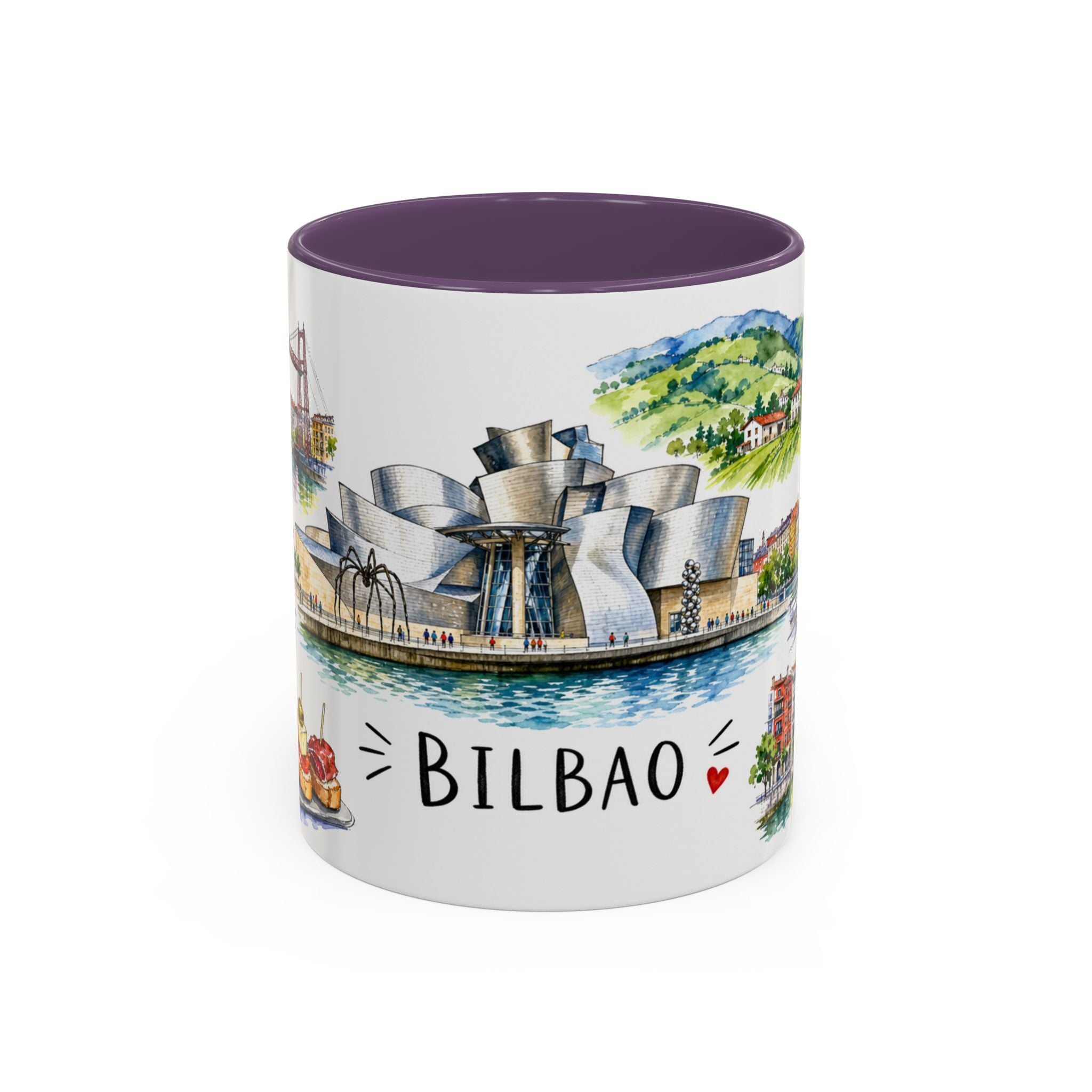 Bilbao Illustrated Travel Mug | City Souvenir Accent Coffee Mug | 11oz 15oz Ceramic Cup