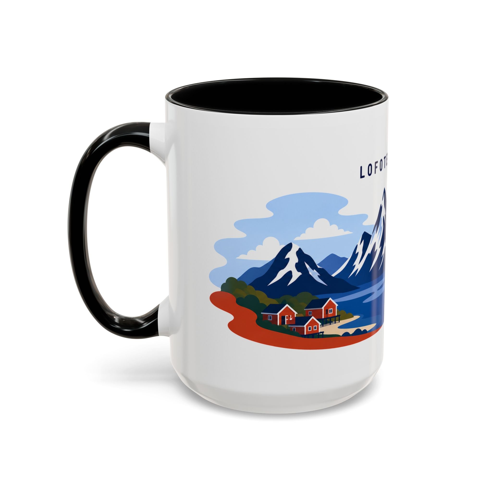 Lofoten Islands Coffee Mug | Travel Destination Souvenir Gift | Accent Color Ceramic 11oz 15oz