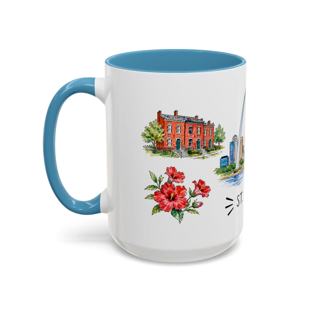 St. Louis Illustrated Travel Mug | City Souvenir Accent Coffee Mug | 11oz 15oz Ceramic Cup