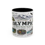 Olympic Coffee Mug | National Park Hiking Rainforest Gift | Accent Color Ceramic 11oz 15oz