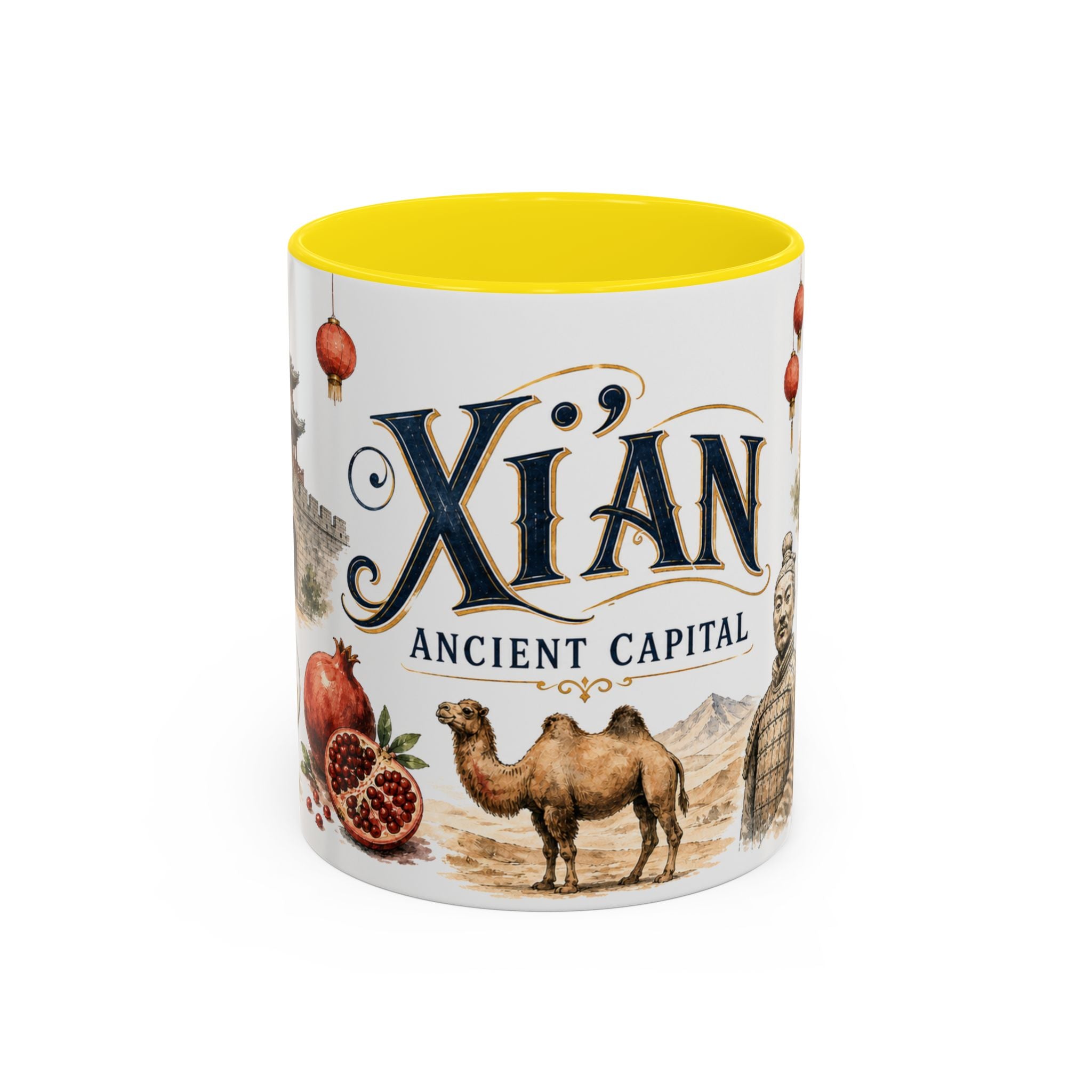Xi'an Coffee Mug | China Travel Souvenir | Vintage Illustrated City Gift | 11 oz 15 oz Accent Mug