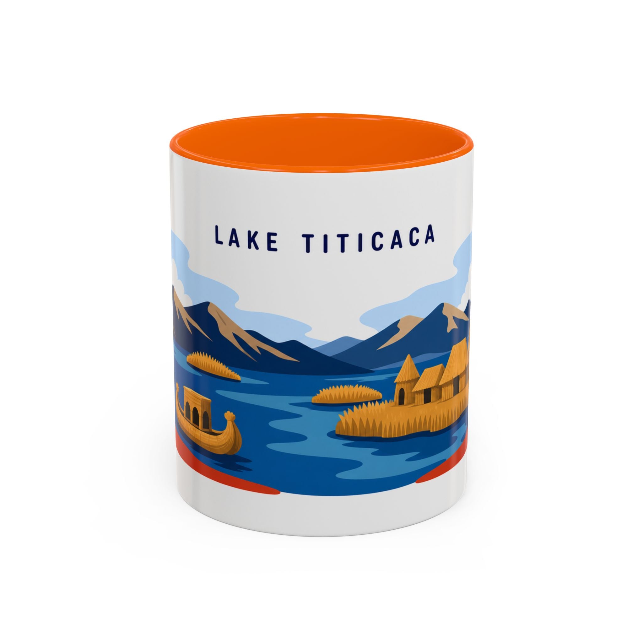 Lake Titicaca Coffee Mug | Travel Destination Souvenir Gift | Accent Color Ceramic 11oz 15oz
