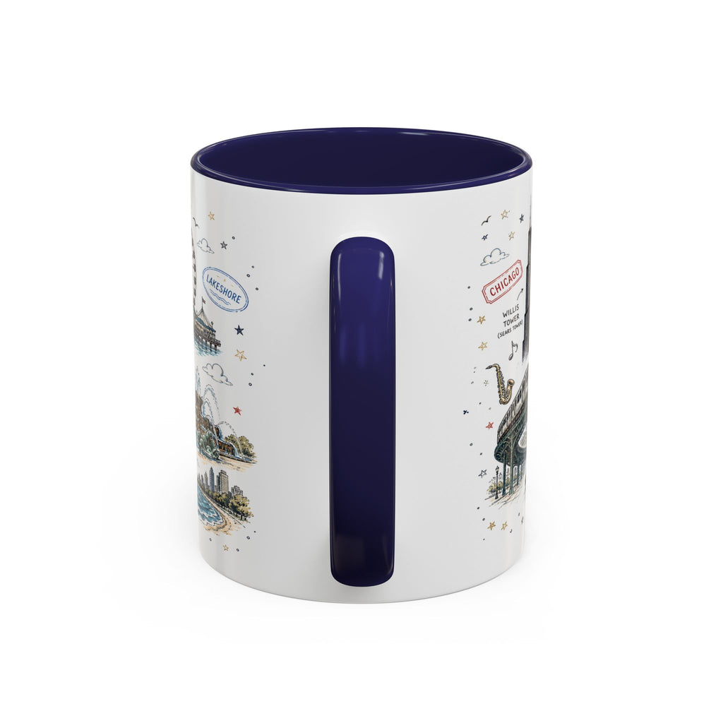 Chicago Coffee Mug | Illinois Souvenir City Gift | Accent Color Ceramic 11oz 15oz