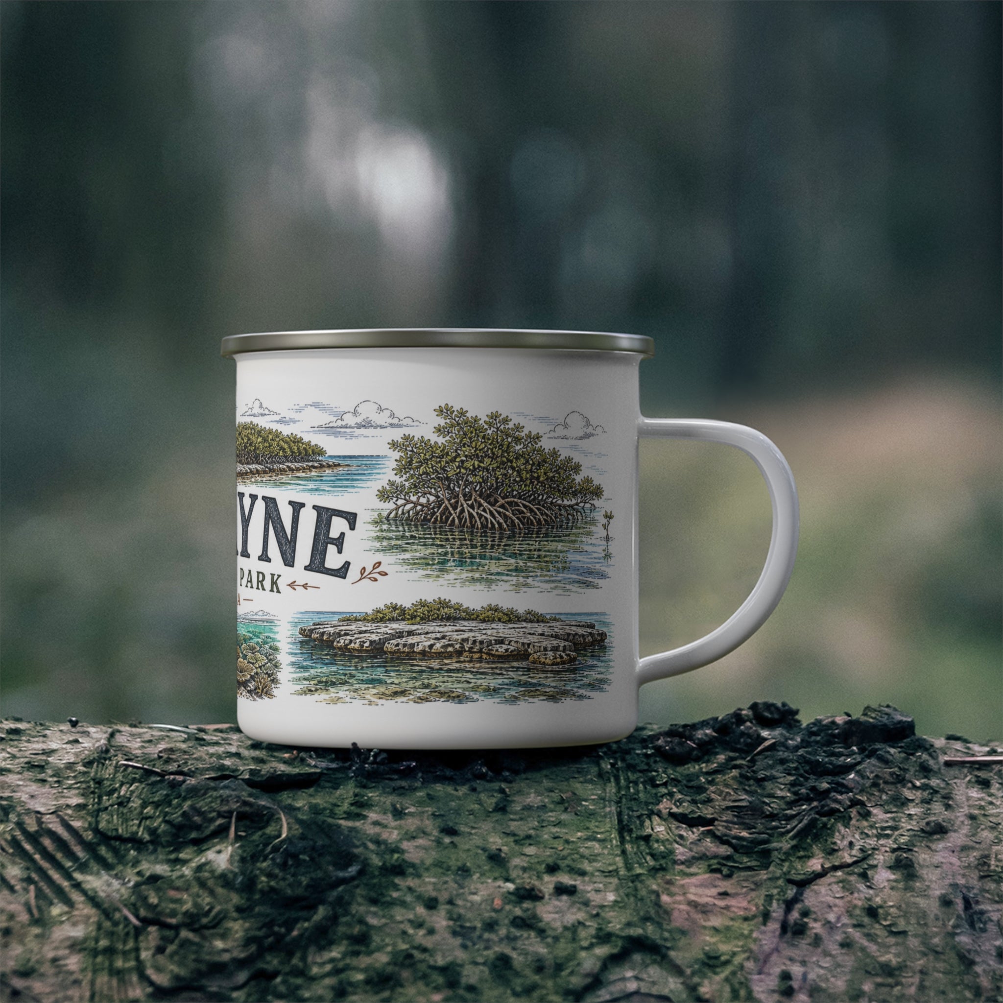Biscayne National Park Vintage Enamel Camping Mug | 12oz National Park Hiking Gift