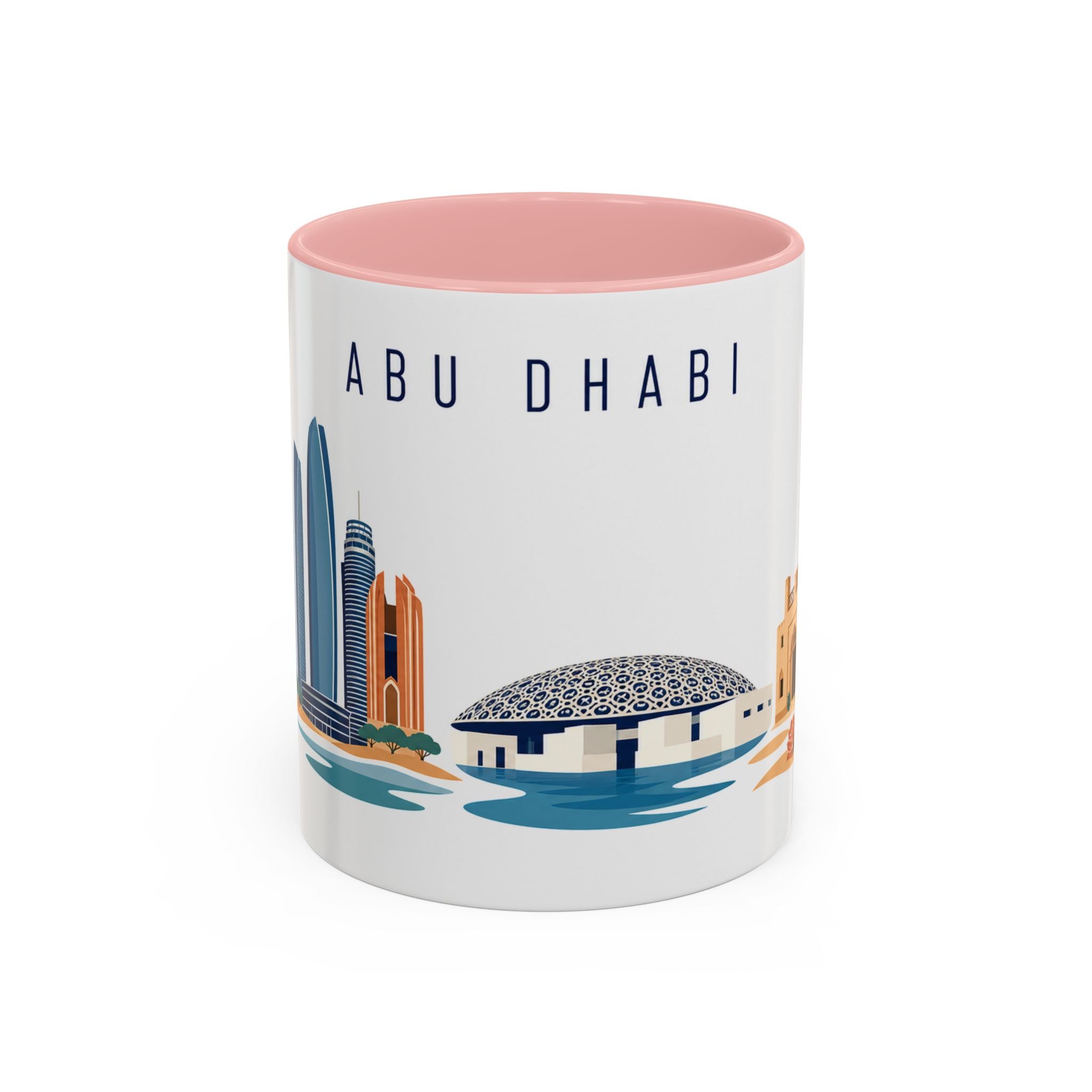 Abu Dhabi Coffee Mug | United Arab Emirates Travel Souvenir | Porcelain Decal City Gift | 11oz 15oz Accent Mug