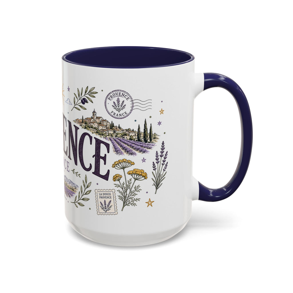 Provence Coffee Mug | Travel Destination Souvenir Gift | Accent Color Ceramic 11oz 15oz
