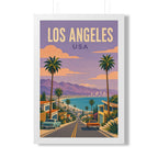 Los Angeles Coast United States Framed Poster | Vintage Travel Wall Art | Black Walnut White Frame | 16x24 20x30
