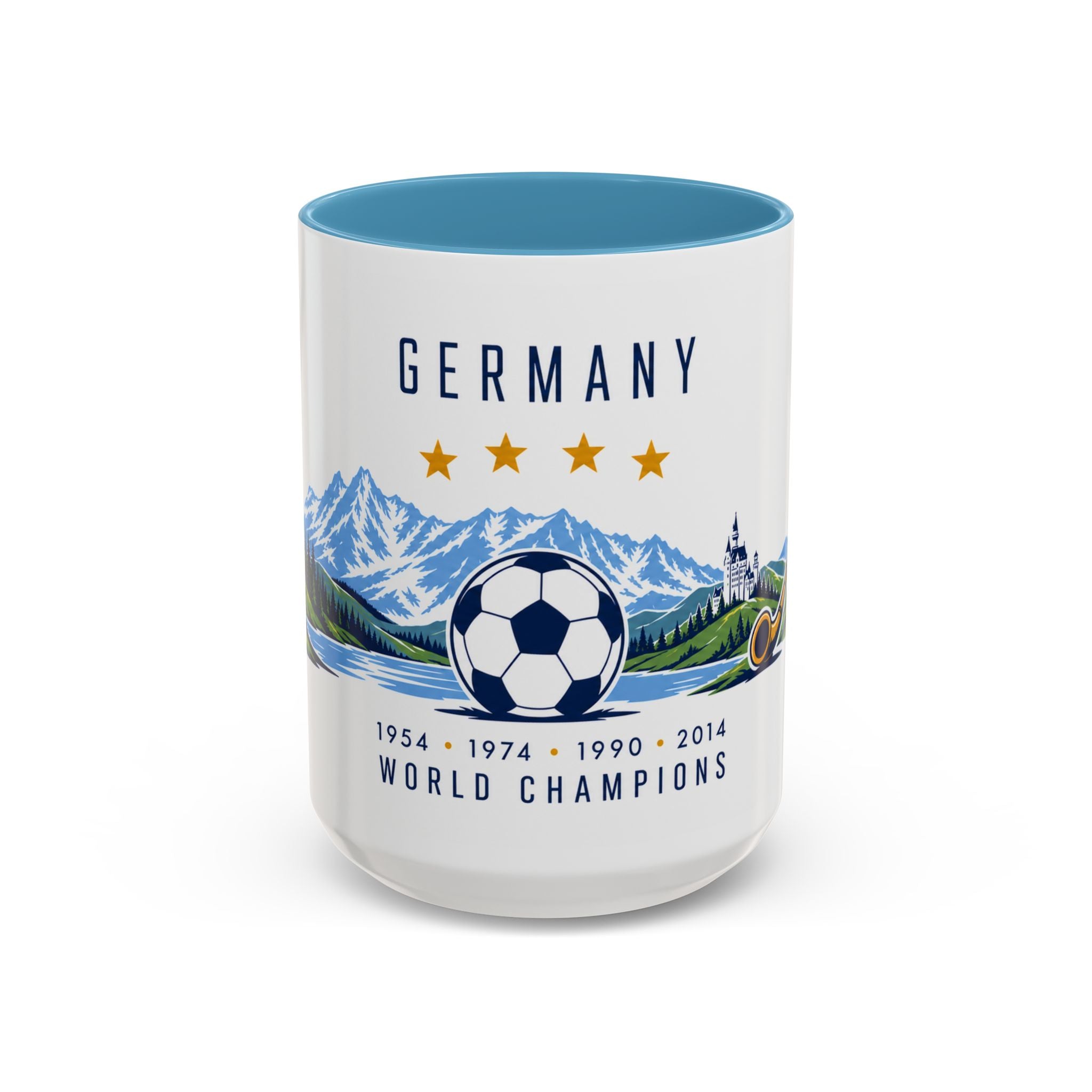 Germany World Champions Mug | Four Time Soccer Champion Gift | German Football Fan Cup | 1954–2014 | 11oz 15oz Accent Mug