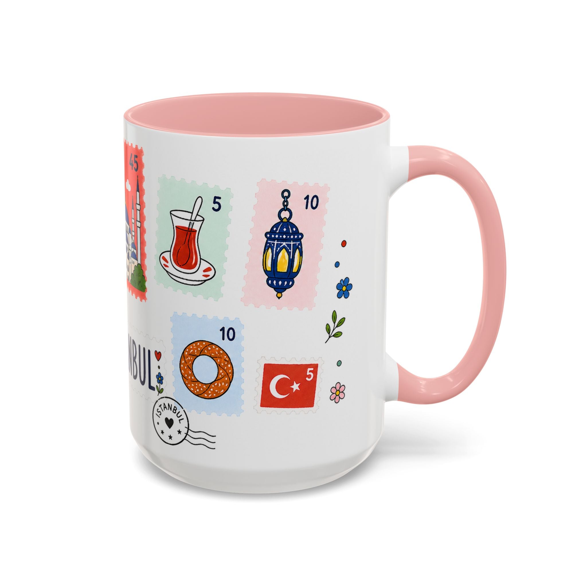 Istanbul Coffee Mug | Postage Stamp Collage Mug | Travel Souvenir Accent Cup 11oz 15oz