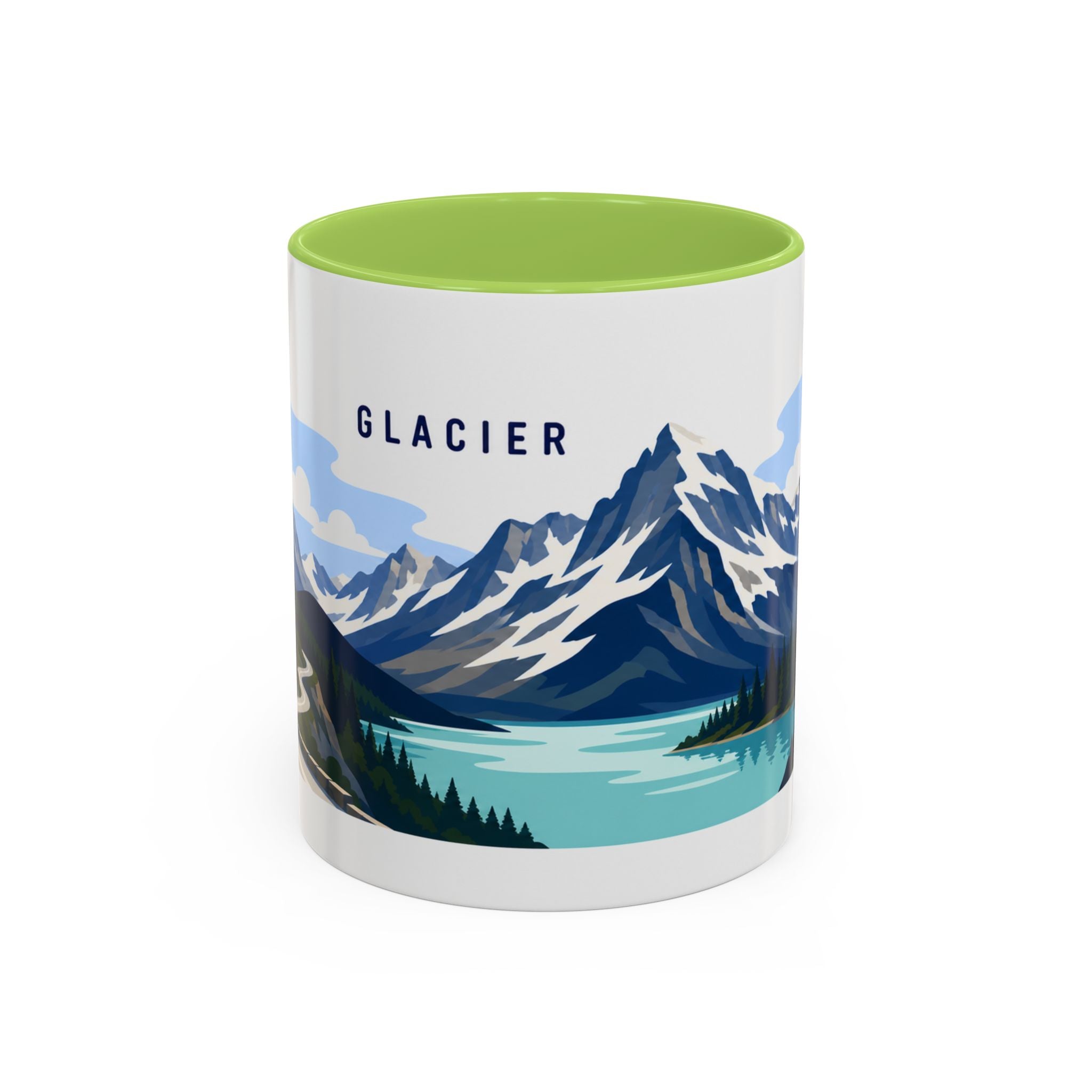 Glacier National Park Coffee Mug | Solid Color Block Park Souvenir | 11oz 15oz Accent Mug