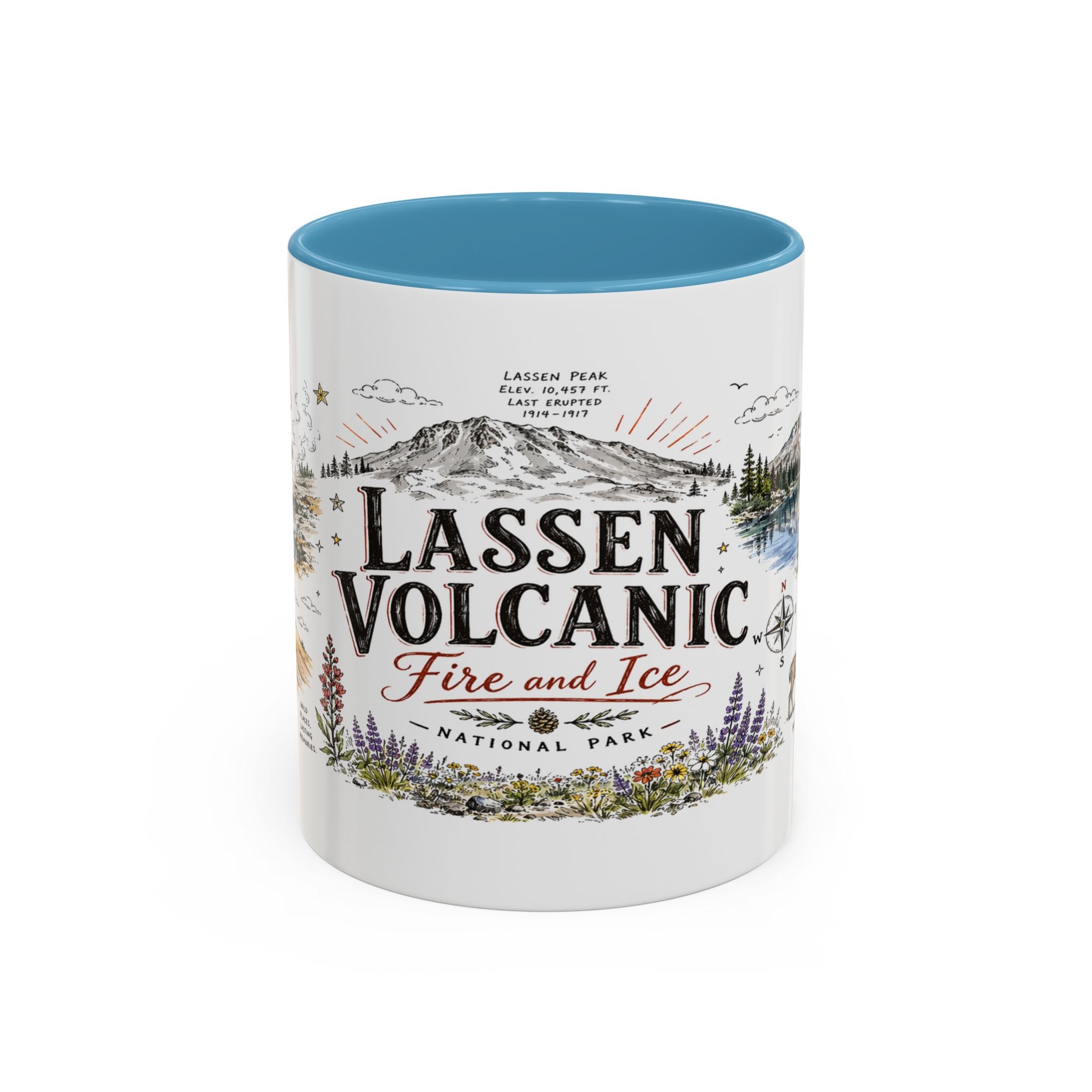 Lassen Volcanic National Park Coffee Mug | California Volcano Geothermal Hiking Gift | Accent Color Ceramic 11oz 15oz