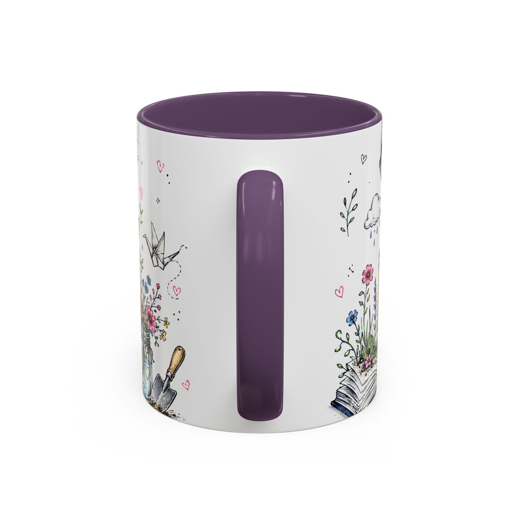 Thank You Teacher Coffee Mug | For Helping Me Grow Appreciation Gift | Accent Color Ceramic 11oz 15oz