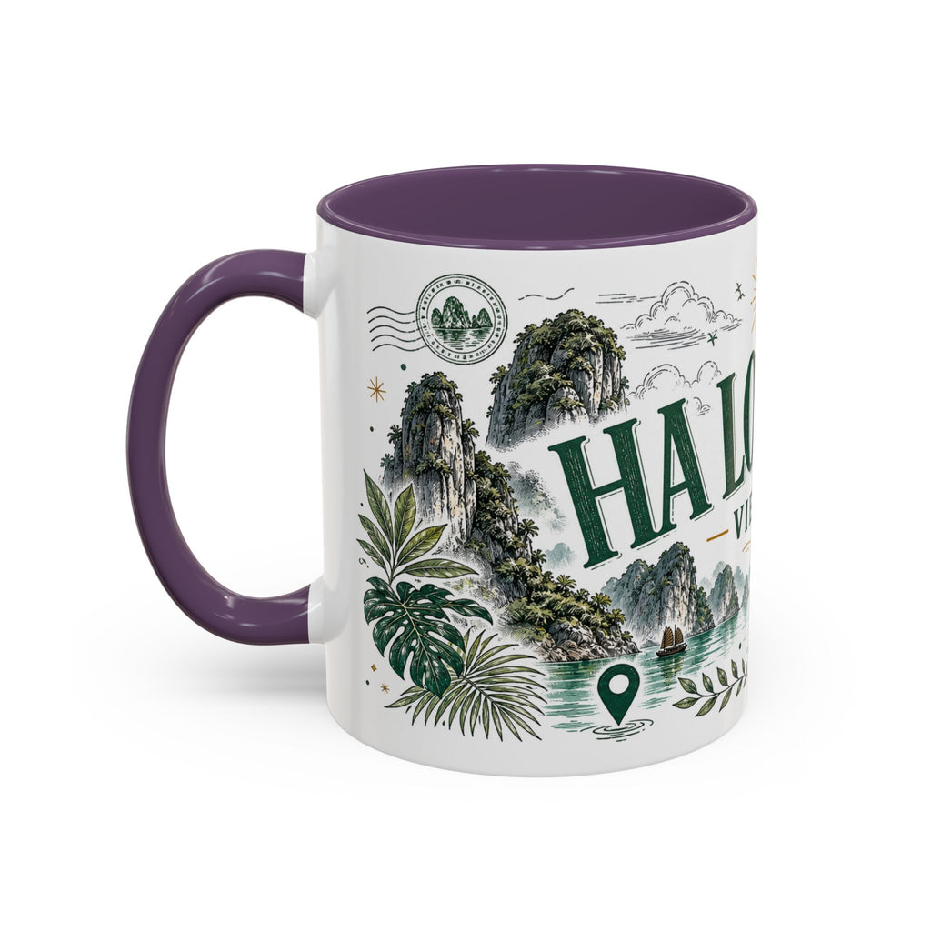 Ha Long Bay Coffee Mug | Travel Destination Souvenir Gift | Accent Color Ceramic 11oz 15oz